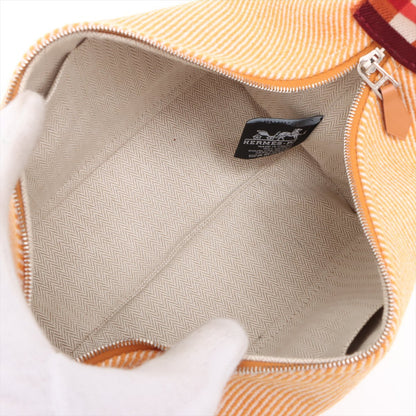 Second hand Hermes Trousse de Toilette Bride PM Wool Beauty Case Orange - Tabita Bags