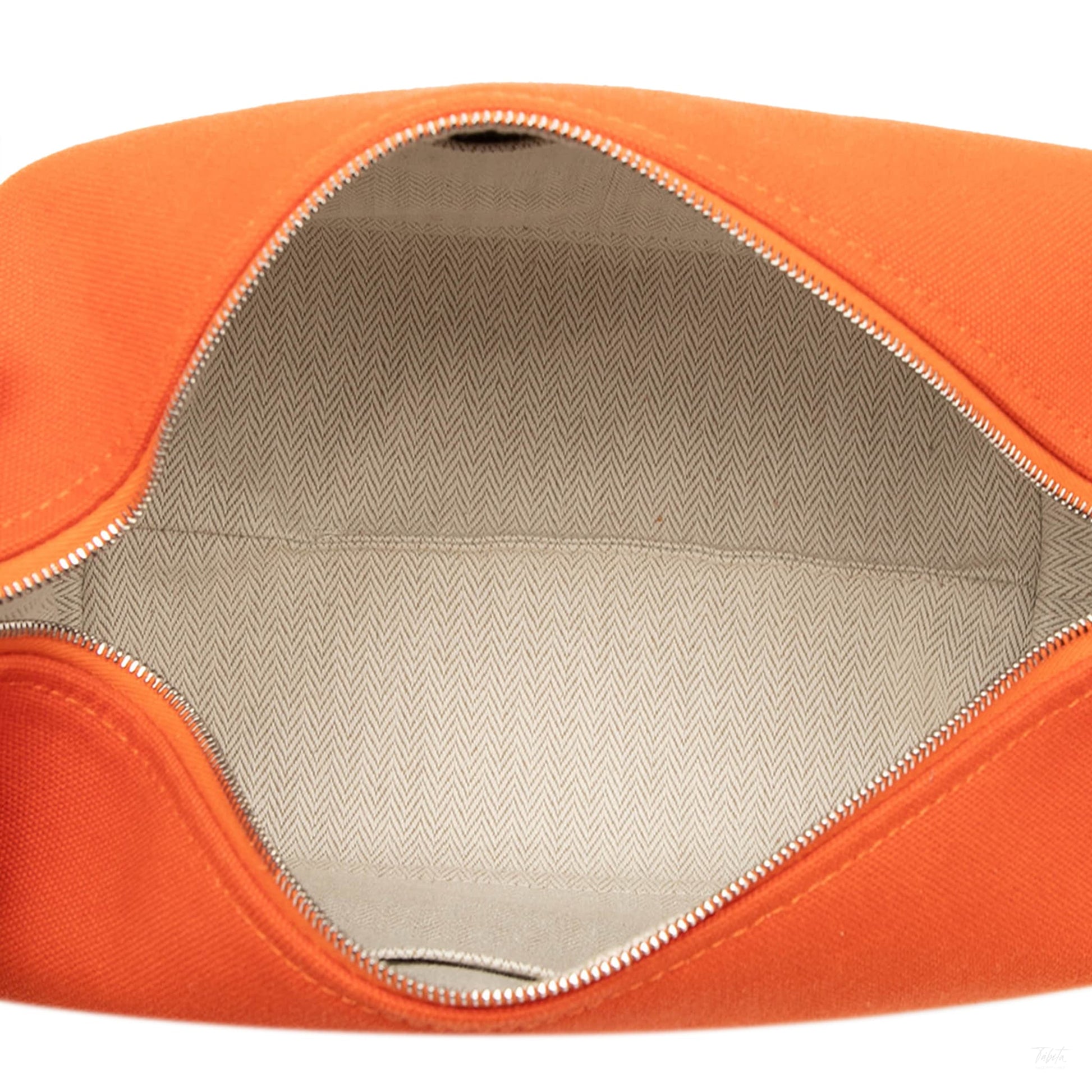Second hand Hermes Trousse de Toilette Bride PM Wool Beauty Case Orange - Tabita Bags