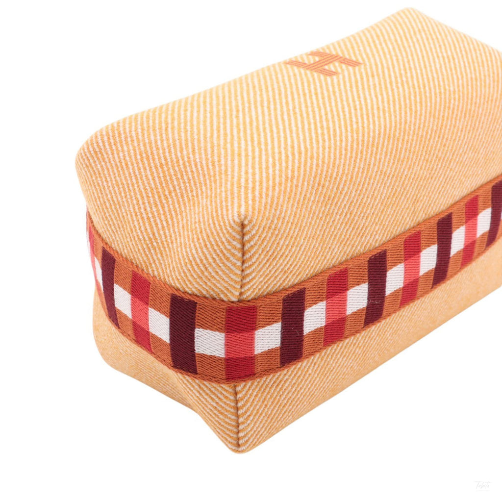 Second hand Hermes Trousse de Toilette Bride PM Wool Beauty Case Orange - Tabita Bags