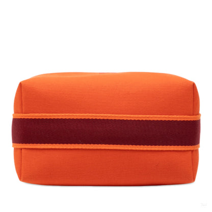 Second hand Hermes Trousse de Toilette Bride PM Wool Beauty Case Orange - Tabita Bags
