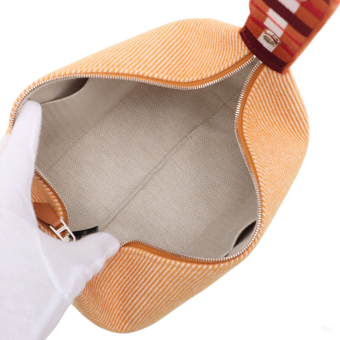 Second hand Hermes Trousse de Toilette Bride PM Wool Beauty Case Orange - Tabita Bags