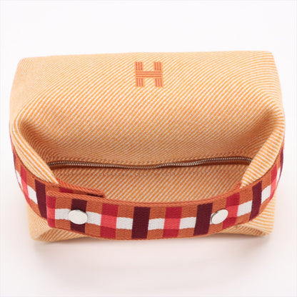 Second hand Hermes Trousse de Toilette Bride PM Wool Beauty Case Orange - Tabita Bags