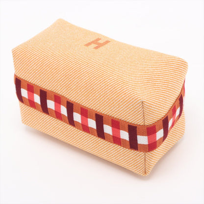 Second hand Hermes Trousse de Toilette Bride PM Wool Beauty Case Orange - Tabita Bags