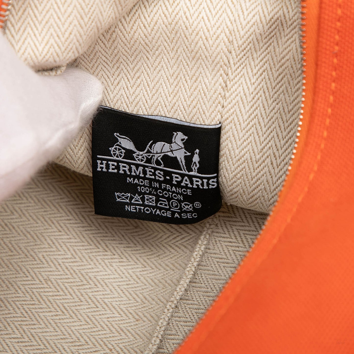 Second hand Hermes Trousse de Toilette Bride PM Wool Beauty Case Orange - Tabita Bags