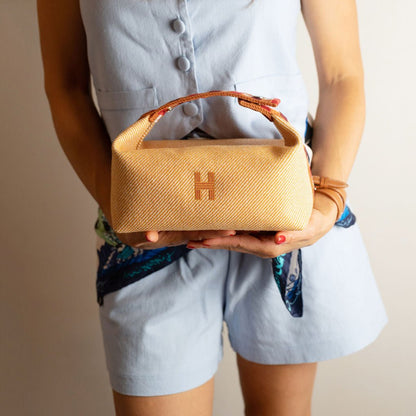 Second hand Hermes Trousse de Toilette Bride PM Wool Beauty Case Orange - Tabita Bags