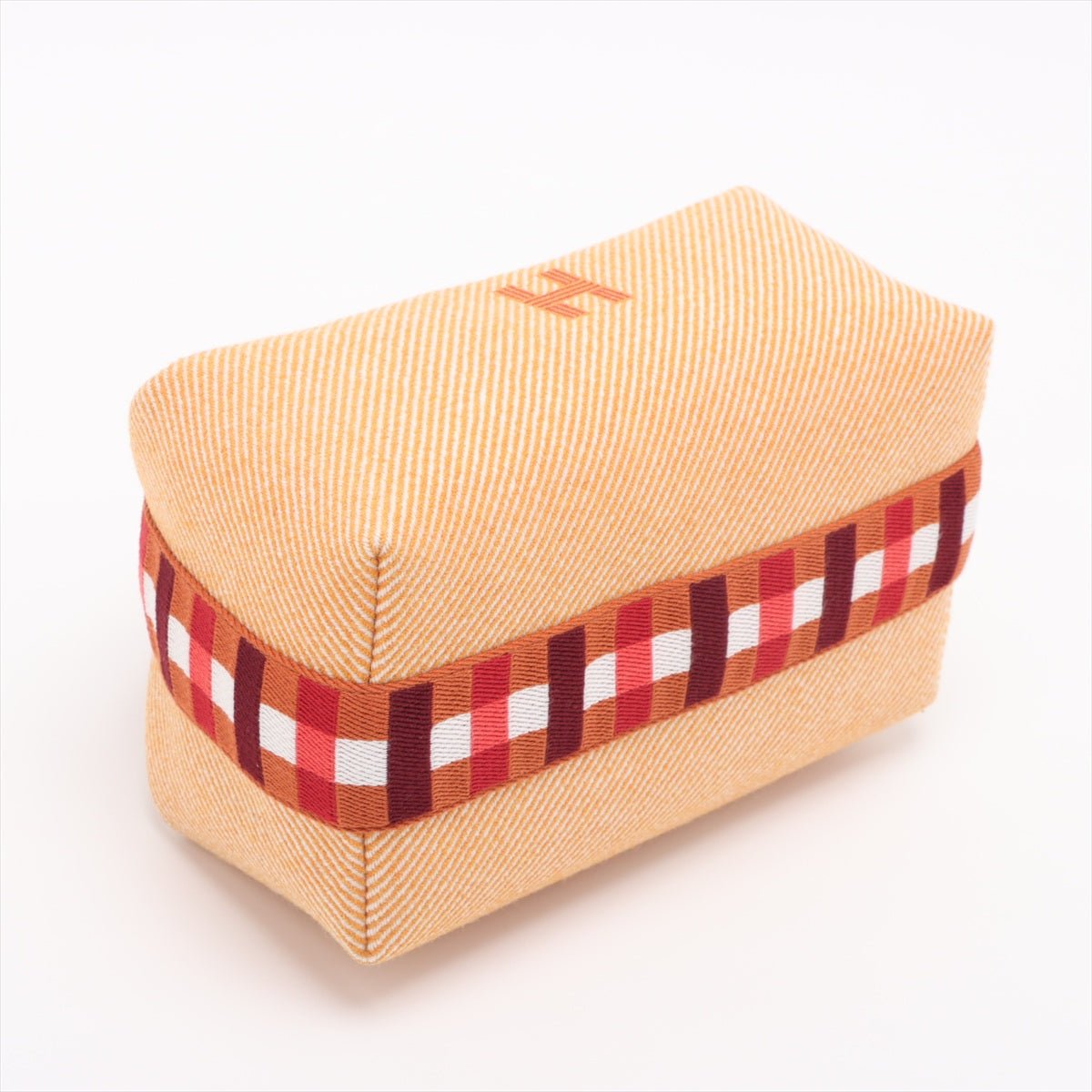 Second hand Hermes Trousse de Toilette Bride PM Wool Beauty Case Orange - Tabita Bags
