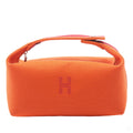 Second hand Hermes Trousse de Toilette Bride PM Wool Beauty Case Orange - Tabita Bags