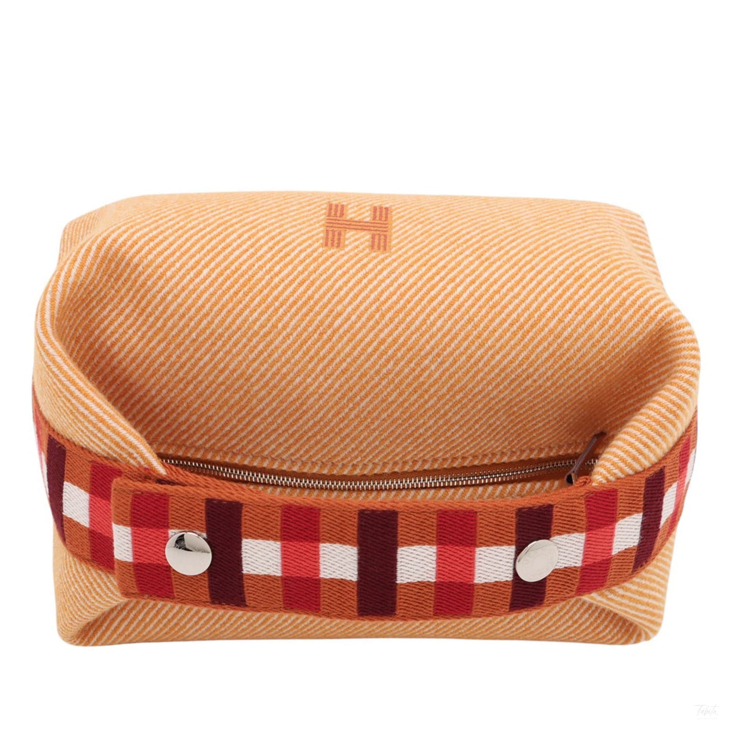 Second hand Hermes Trousse de Toilette Bride PM Wool Beauty Case Orange - Tabita Bags