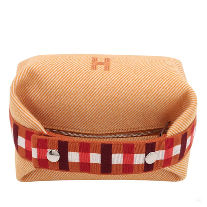 Second hand Hermes Trousse de Toilette Bride PM Wool Beauty Case Orange - Tabita Bags
