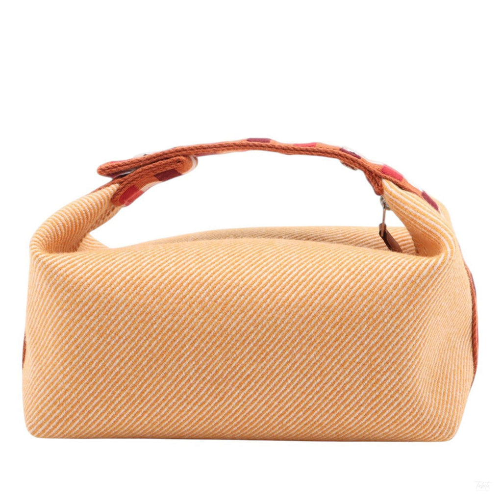 Second hand Hermes Trousse de Toilette Bride PM Wool Beauty Case Orange - Tabita Bags