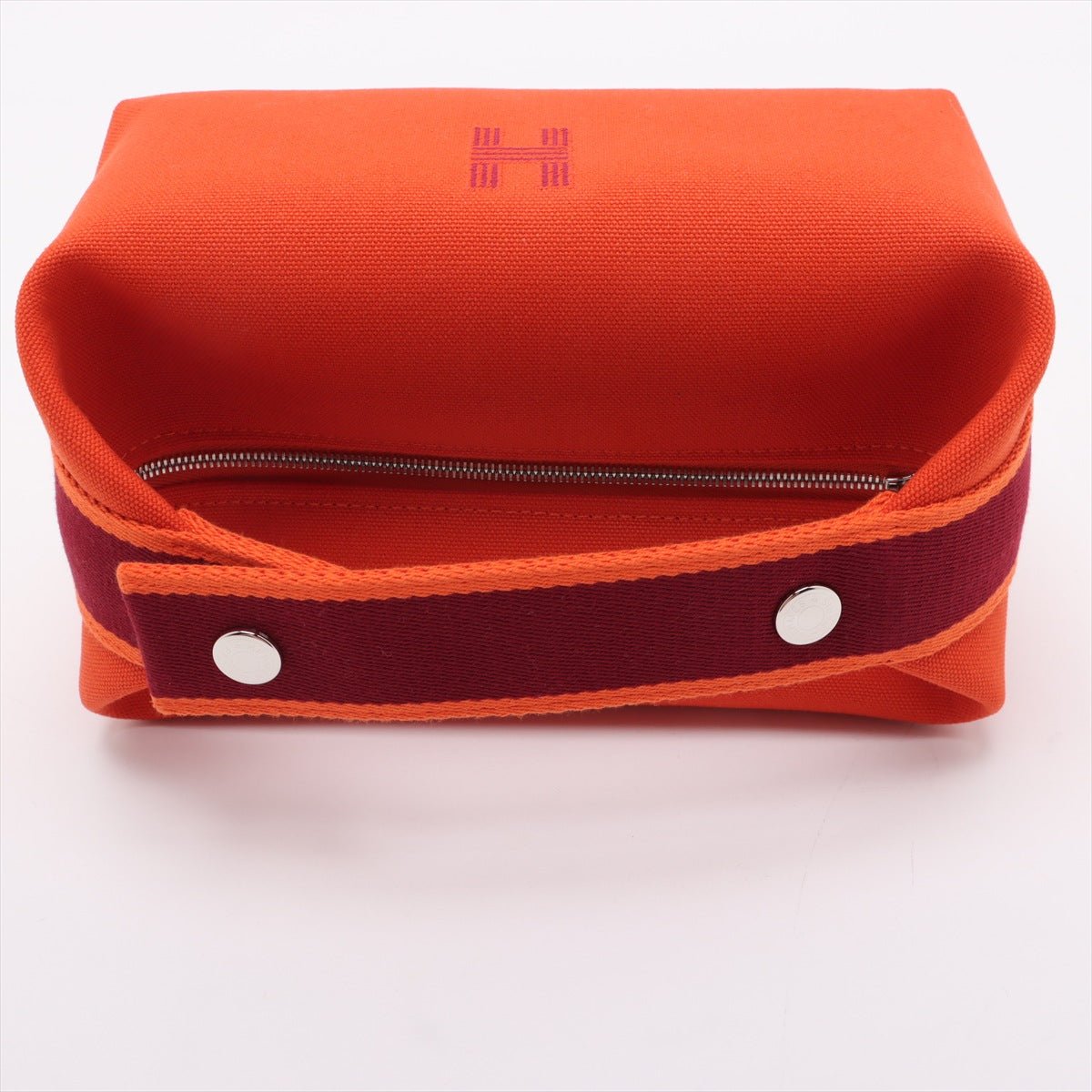 Second hand Hermes Trousse de Toilette Bride PM Wool Beauty Case PM Black & Orange - Tabita Bags