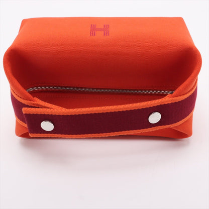 Second hand Hermes Trousse de Toilette Bride PM Wool Beauty Case PM Black & Orange - Tabita Bags
