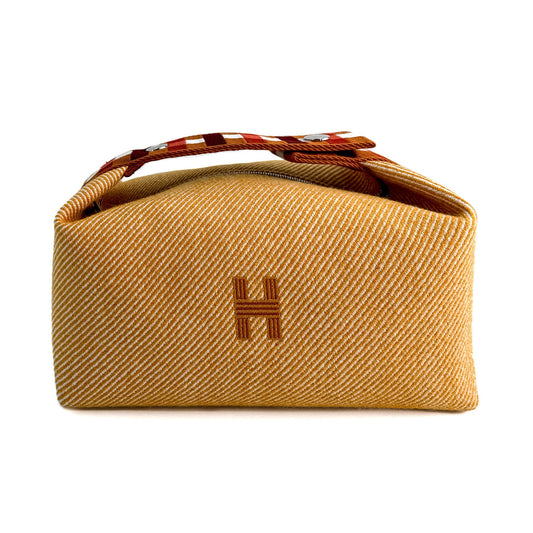Second hand Hermes Trousse de Toilette Bride Wool Beauty Case PM Orange - Tabita Bags