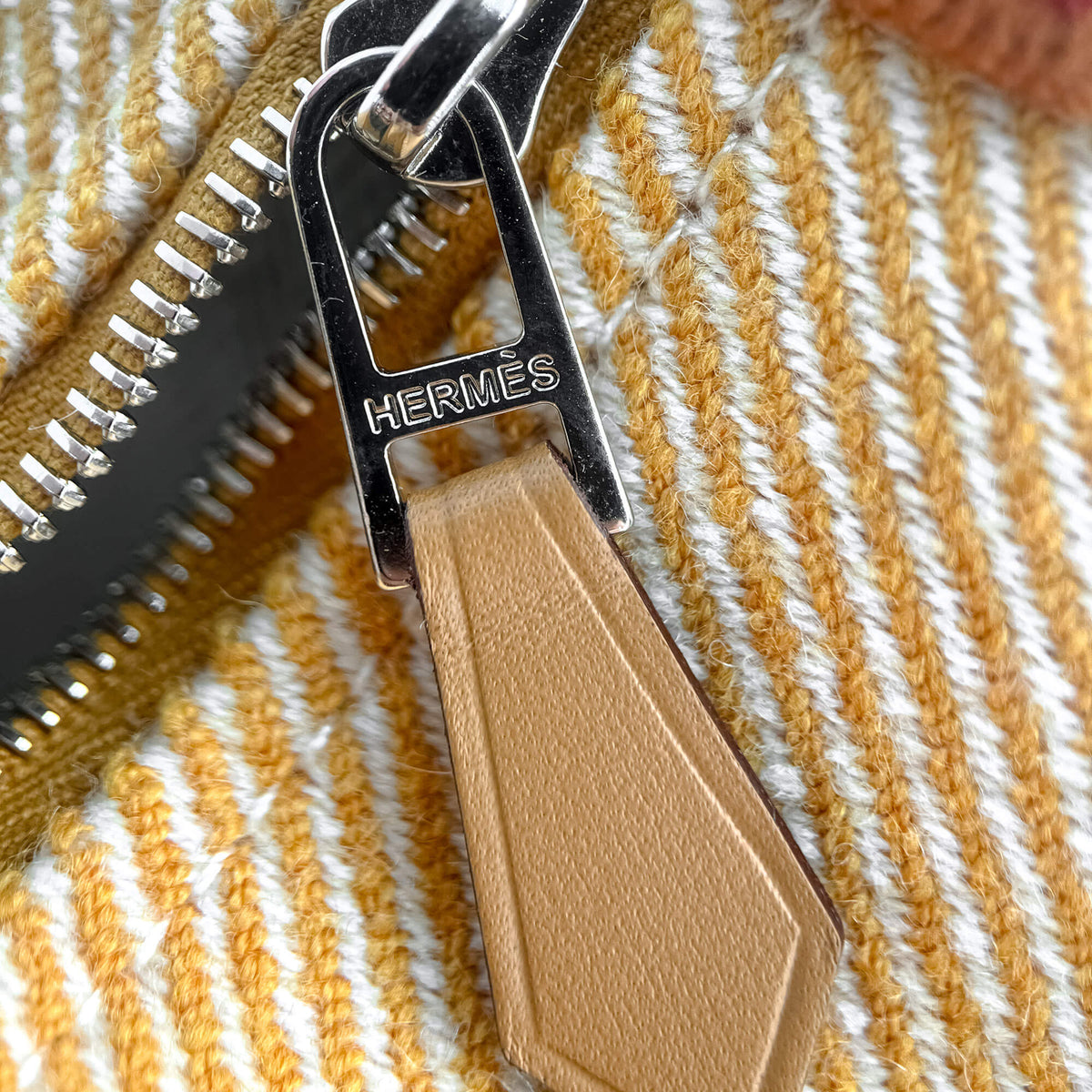 Second hand Hermes Trousse de Toilette Bride Wool Beauty Case PM Orange - Tabita Bags