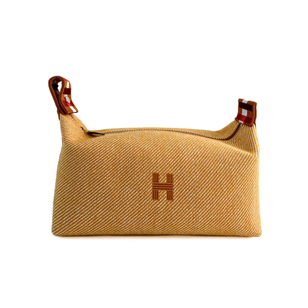 Second hand Hermes Trousse de Toilette Bride Wool Beauty Case PM Orange - Tabita Bags