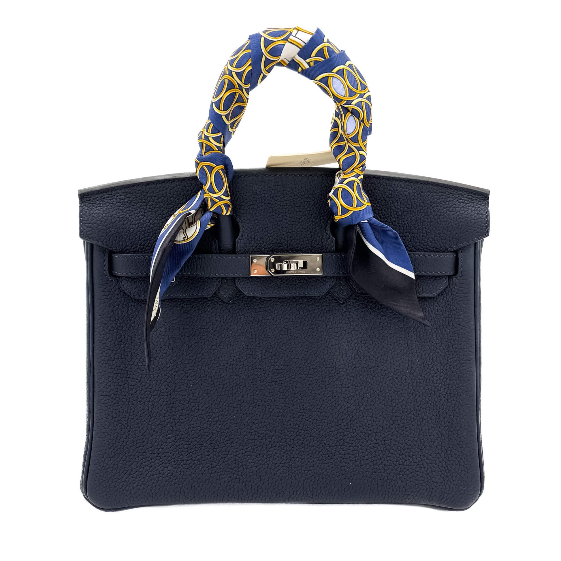 Second hand Hermes Twilly Silk Lift Profile RM/Marine/Noir/Gold Blue - Tabita Bags