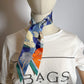 Second hand Hermes Twilly Silk Precious Paradise in Bleu Jean Orange Blue - Tabita Bags