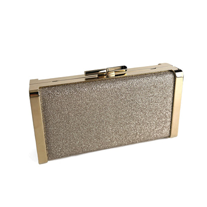 Second hand Jimmy Choo J Box Dusty Glitter Texture Metal Clutch Ice - Tabita Bags