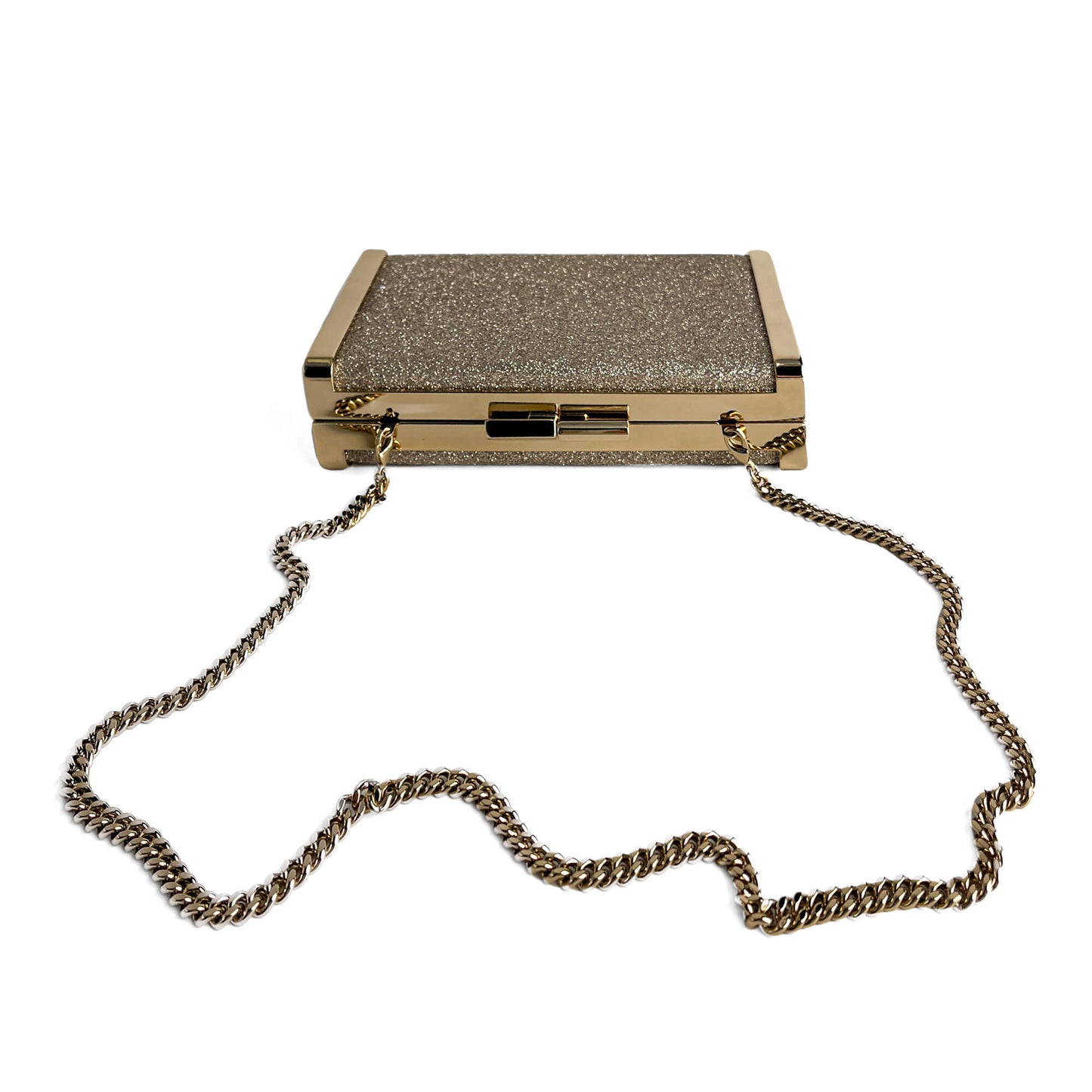 Second hand Jimmy Choo J Box Dusty Glitter Texture Metal Clutch Ice - Tabita Bags