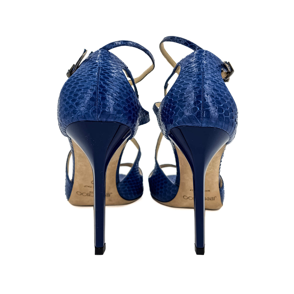 Second hand Jimmy Choo Lance Exotic Leather Sandals 40 Heel 10 Cm Blue - Tabita Bags