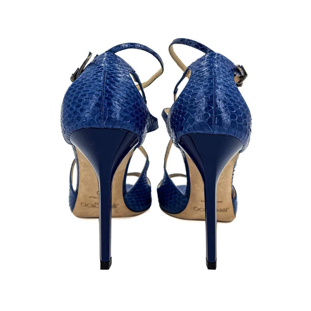 Second hand Jimmy Choo Lance Exotic Leather Sandals 40 Heel 10 Cm Blue - Tabita Bags