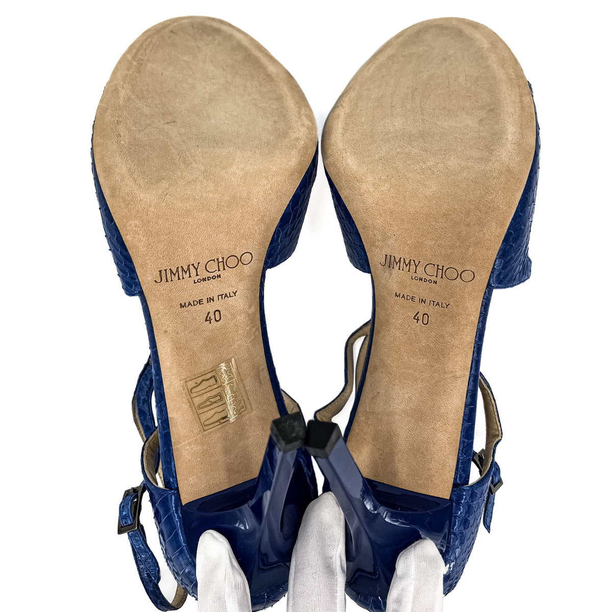 Second hand Jimmy Choo Lance Exotic Leather Sandals 40 Heel 10 Cm Blue - Tabita Bags