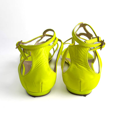 Second hand Jimmy Choo Lance Patent Leather Flat Sandals 40 Yellow - Tabita Bags