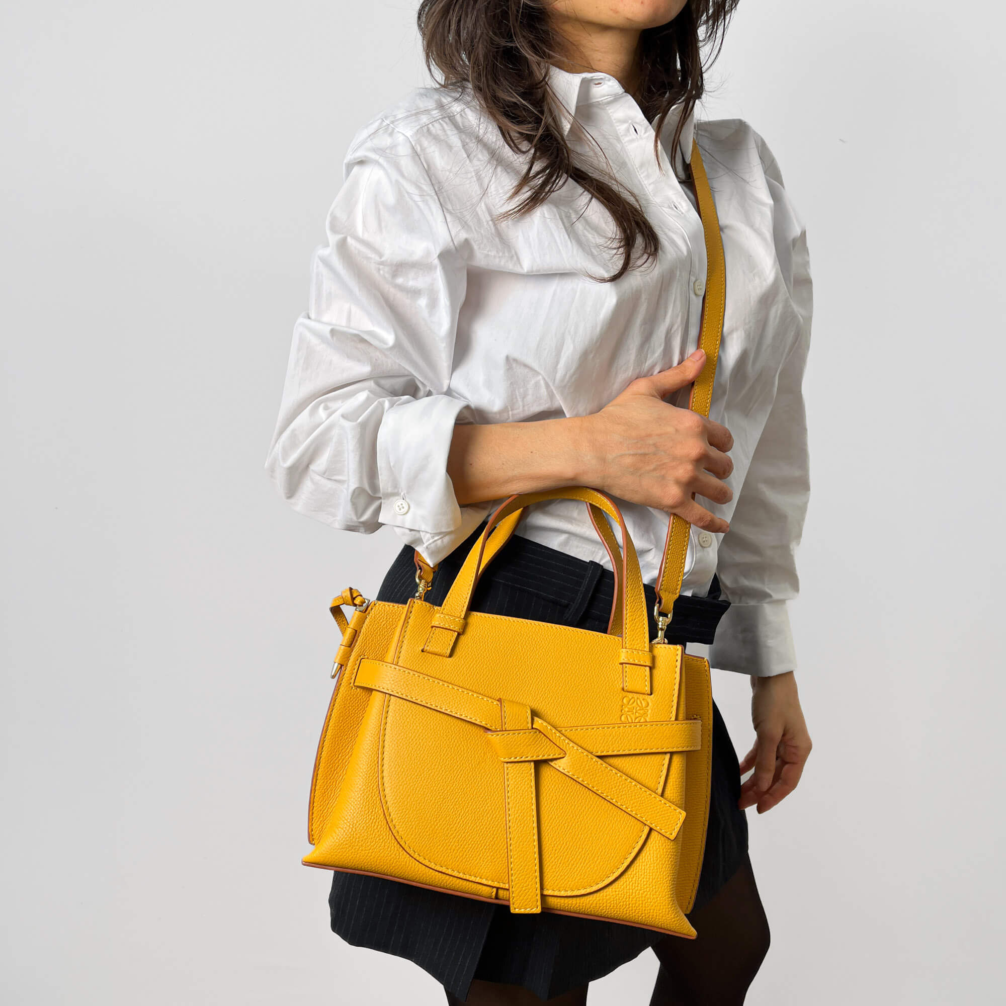 Loewe Gate Mini Top-Handle Grained Calfskin Leather 2-Ways Tote