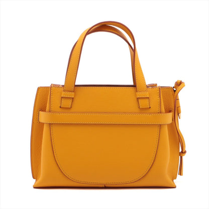 Second hand Loewe Gate Mini Top-Handle Grained Calfskin Leather 2-Ways Tote Bag Yellow - Tabita Bags