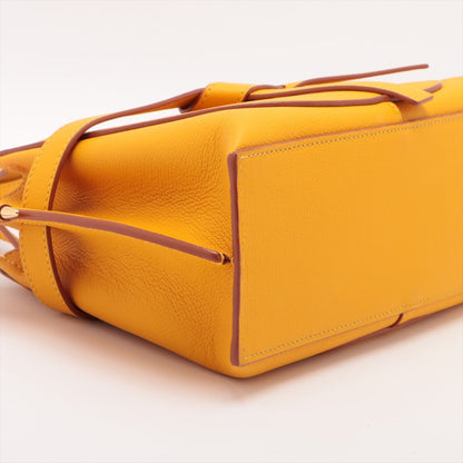 Second hand Loewe Gate Mini Top-Handle Grained Calfskin Leather 2-Ways Tote Bag Yellow - Tabita Bags