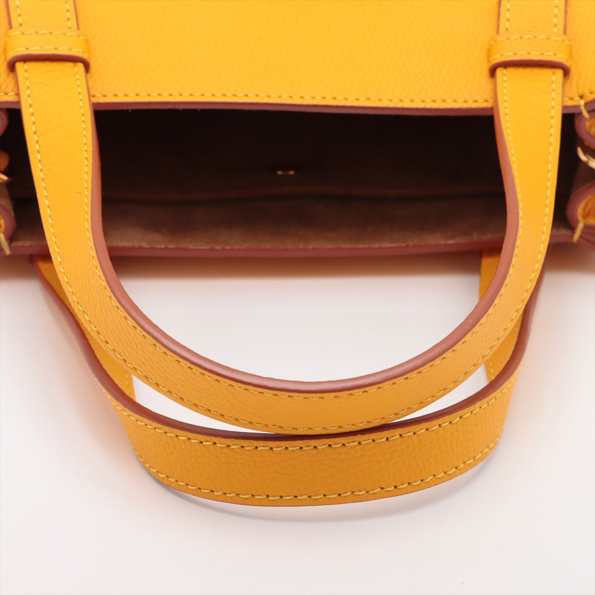 Second hand Loewe Gate Mini Top-Handle Grained Calfskin Leather 2-Ways Tote Bag Yellow - Tabita Bags