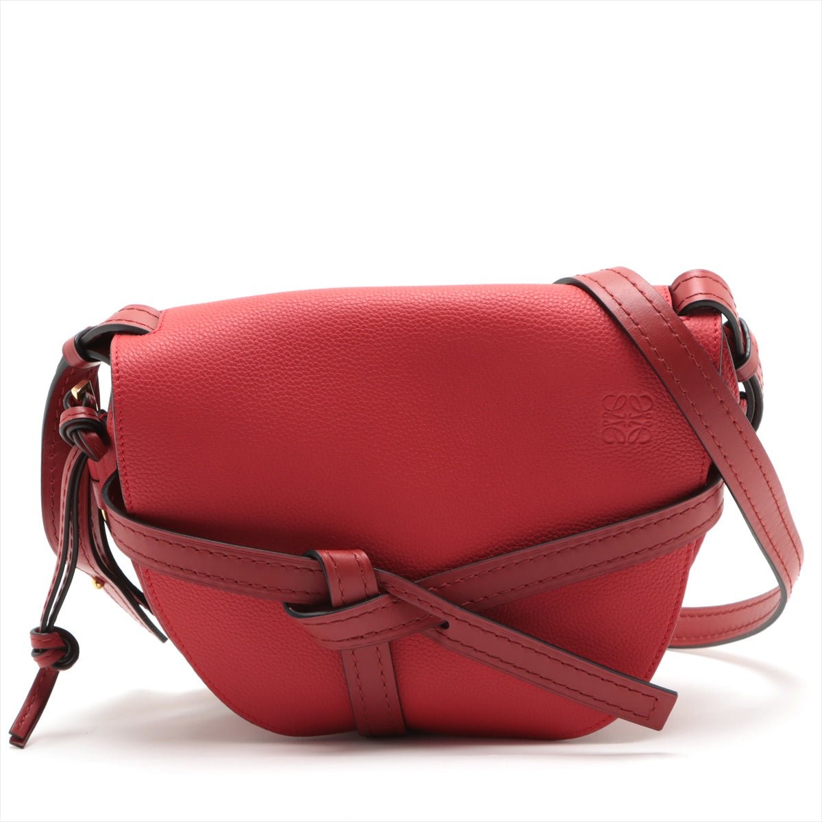 Second hand Loewe Gate Small Grained Calfskin Leather 2-Ways Satchel Bag Red - Tabita Bags