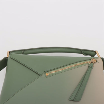 Second hand Loewe Puzzle Small Satin Calfskin Leather 3-Ways Bag Green - Tabita Bags