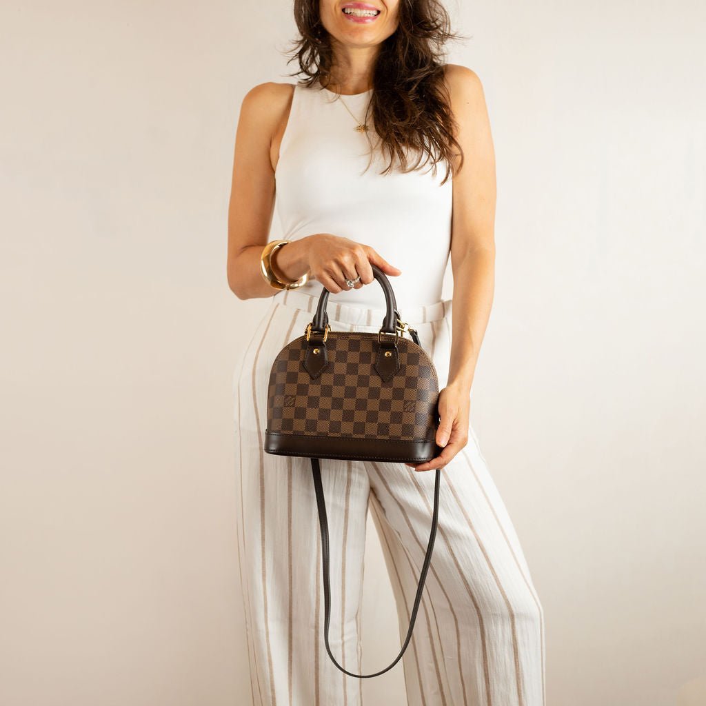 Second hand Louis Vuitton Alma BB Canvas 2-Ways Top-handle Bag Damier Ebene - Tabita Bags