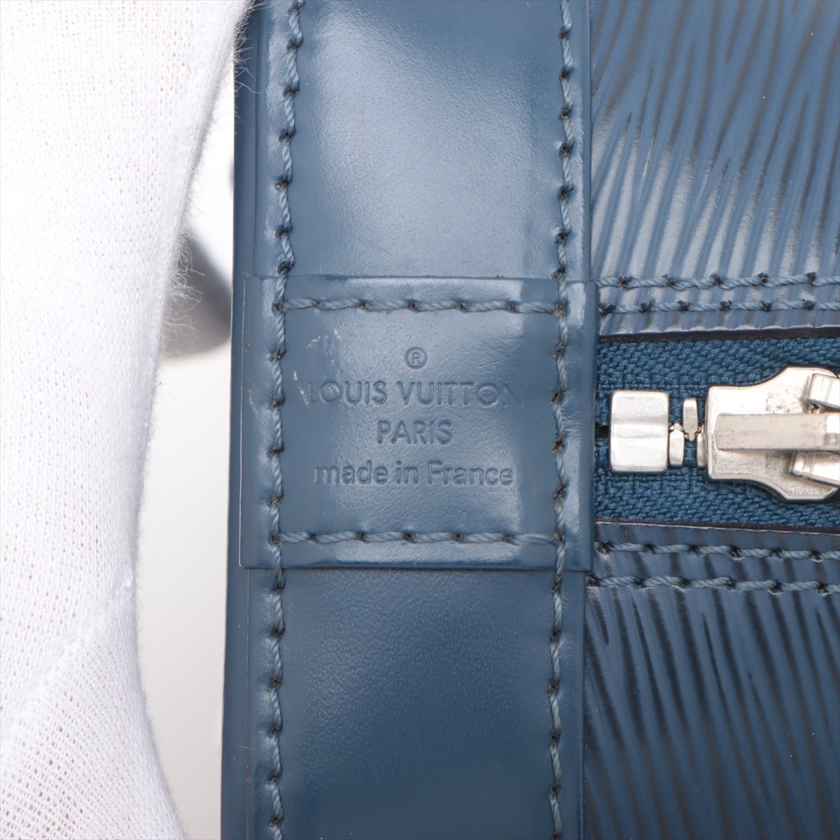 Second hand Louis Vuitton Alma BB Epi Leather 2 - Ways Top - handle Bag Navy - Tabita Bags