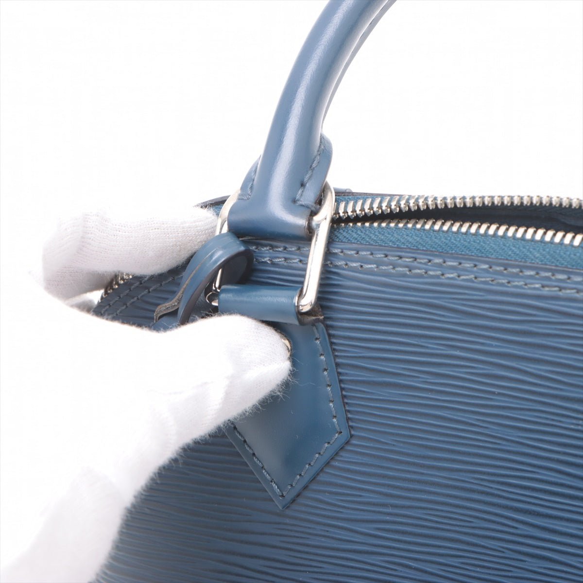 Second hand Louis Vuitton Alma BB Epi Leather 2 - Ways Top - handle Bag Navy - Tabita Bags