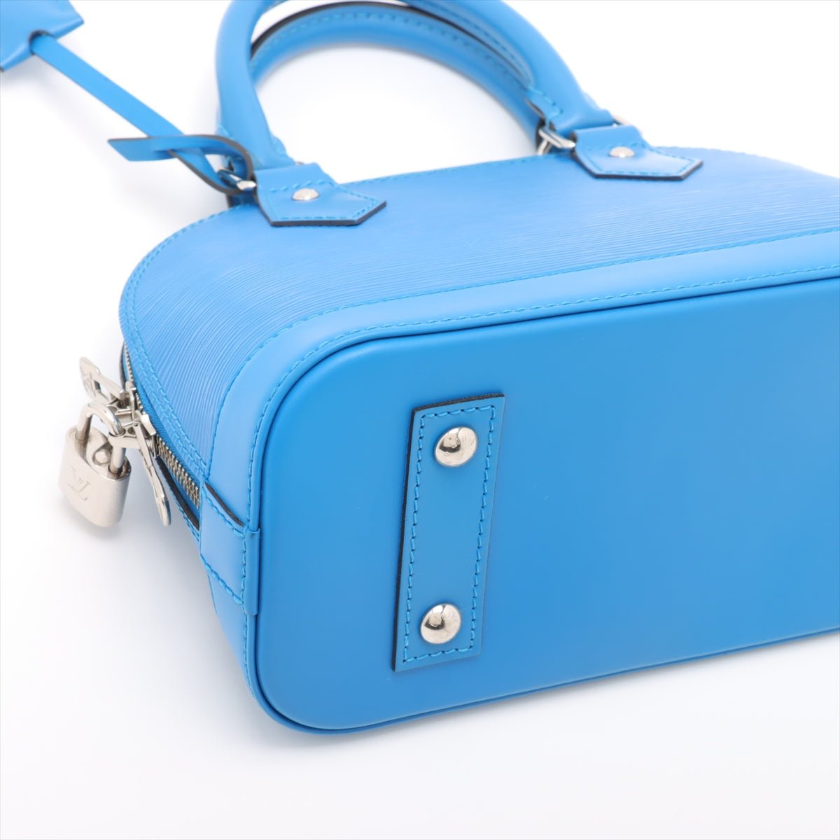 Second hand Louis Vuitton Alma BB Epi Leather Top - handle Handbag Blue - Tabita Bags