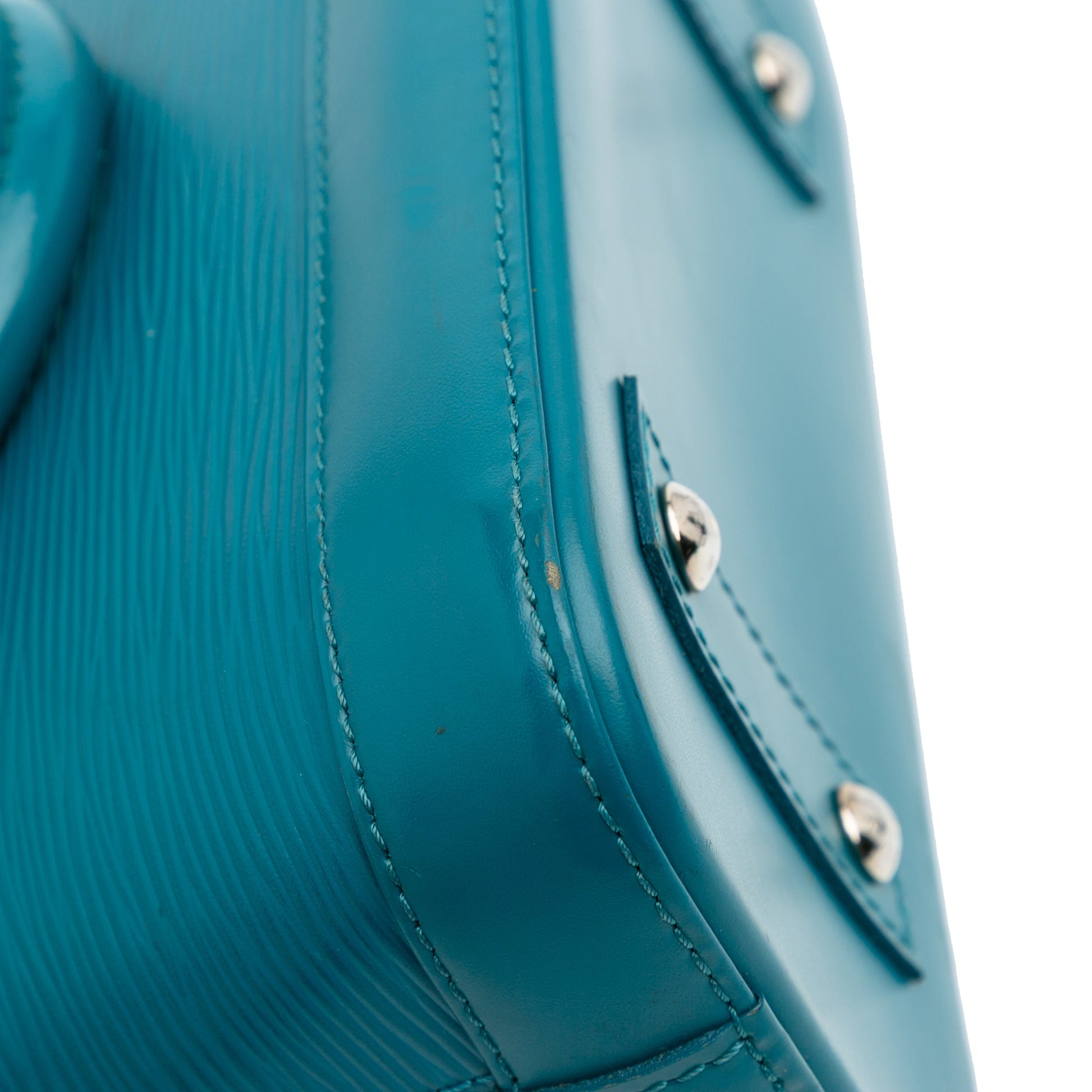 Second hand Louis Vuitton Alma BB Epi Leather Top - handle Handbag Blue - Tabita Bags