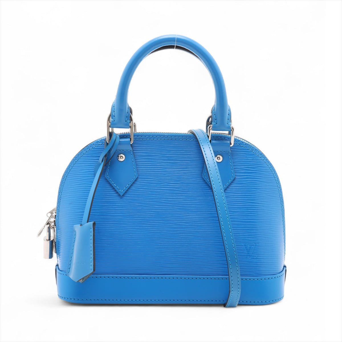 Second hand Louis Vuitton Alma BB Epi Leather Top - handle Handbag Blue - Tabita Bags