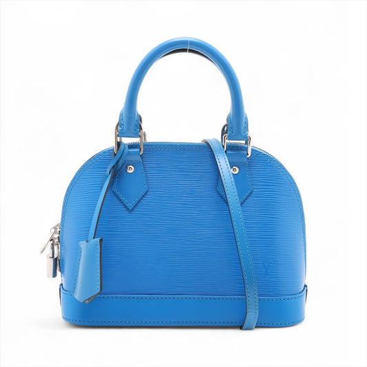 Second hand Louis Vuitton Alma BB Epi Leather Top - handle Handbag Blue - Tabita Bags