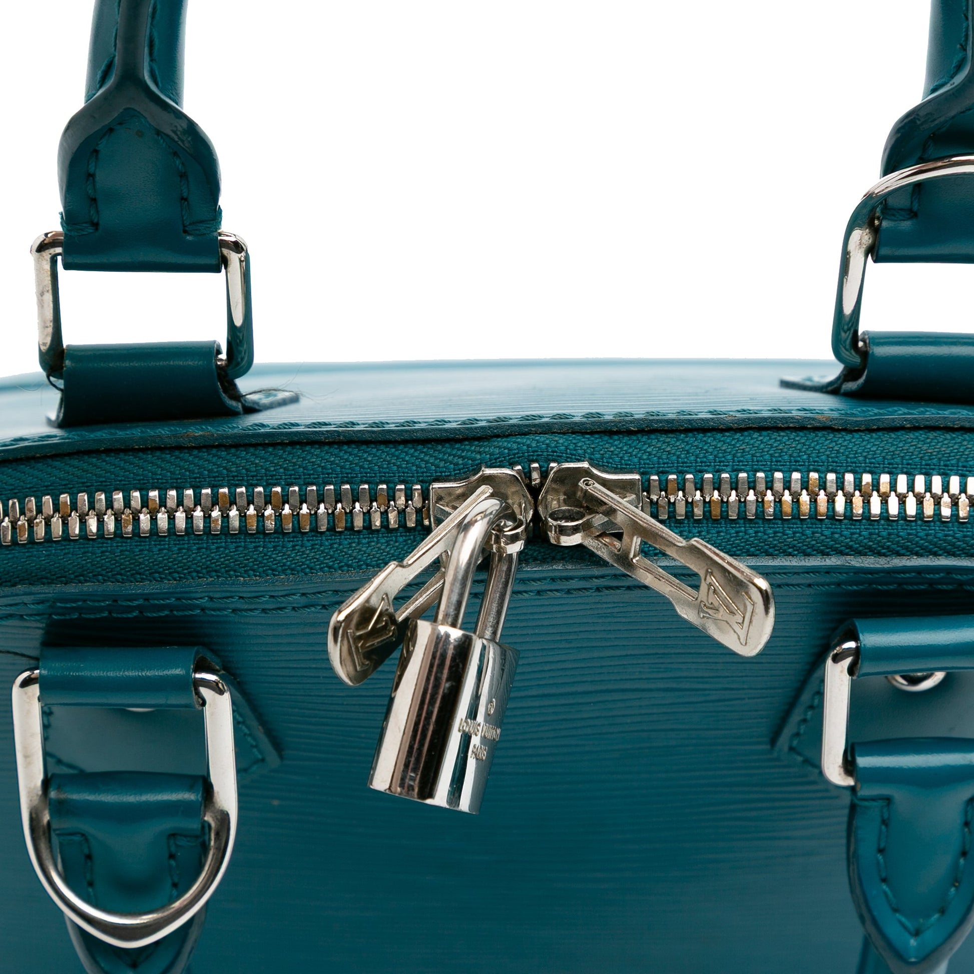 Second hand Louis Vuitton Alma BB Epi Leather Top - handle Handbag Blue - Tabita Bags