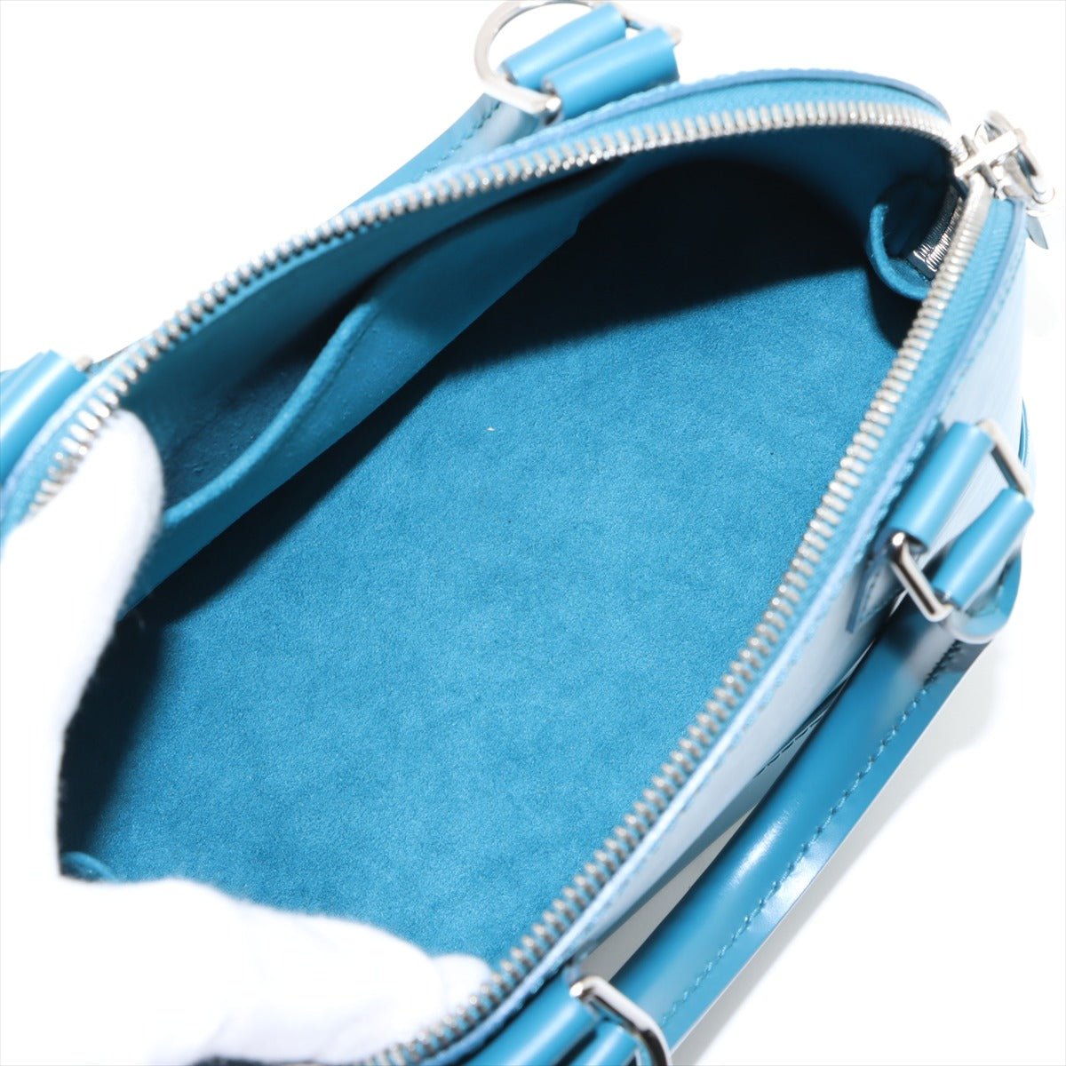 Second hand Louis Vuitton Alma BB Epi Leather Top - handle Handbag Blue - Tabita Bags