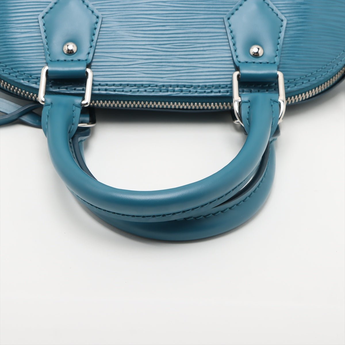 Second hand Louis Vuitton Alma BB Epi Leather Top - handle Handbag Blue - Tabita Bags