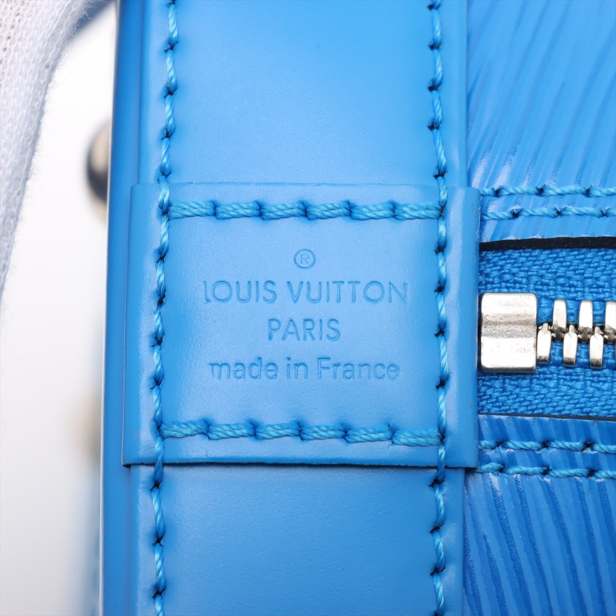 Second hand Louis Vuitton Alma BB Epi Leather Top - handle Handbag Blue - Tabita Bags