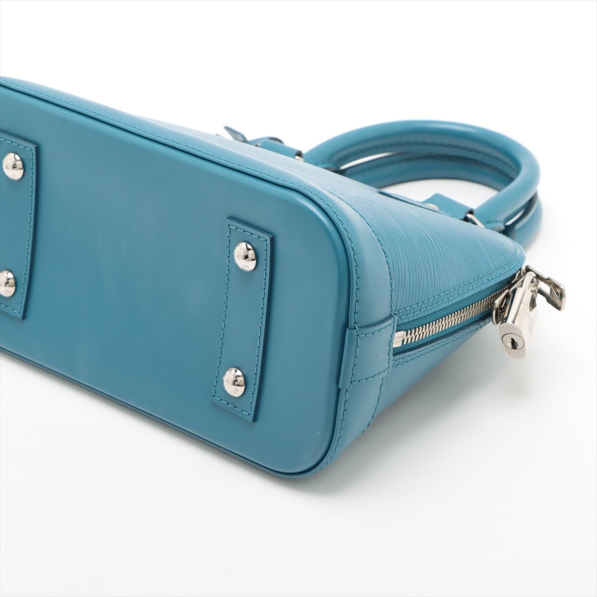 Second hand Louis Vuitton Alma BB Epi Leather Top - handle Handbag Blue - Tabita Bags