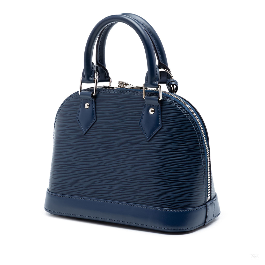 Second hand Louis Vuitton Alma BB Epi Leather Top - handle Handbag Blue - Tabita Bags