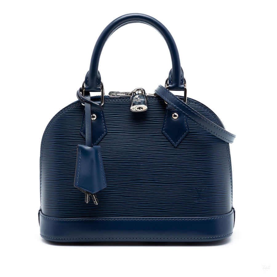 Second hand Louis Vuitton Alma BB Epi Leather Top - handle Handbag Blue - Tabita Bags