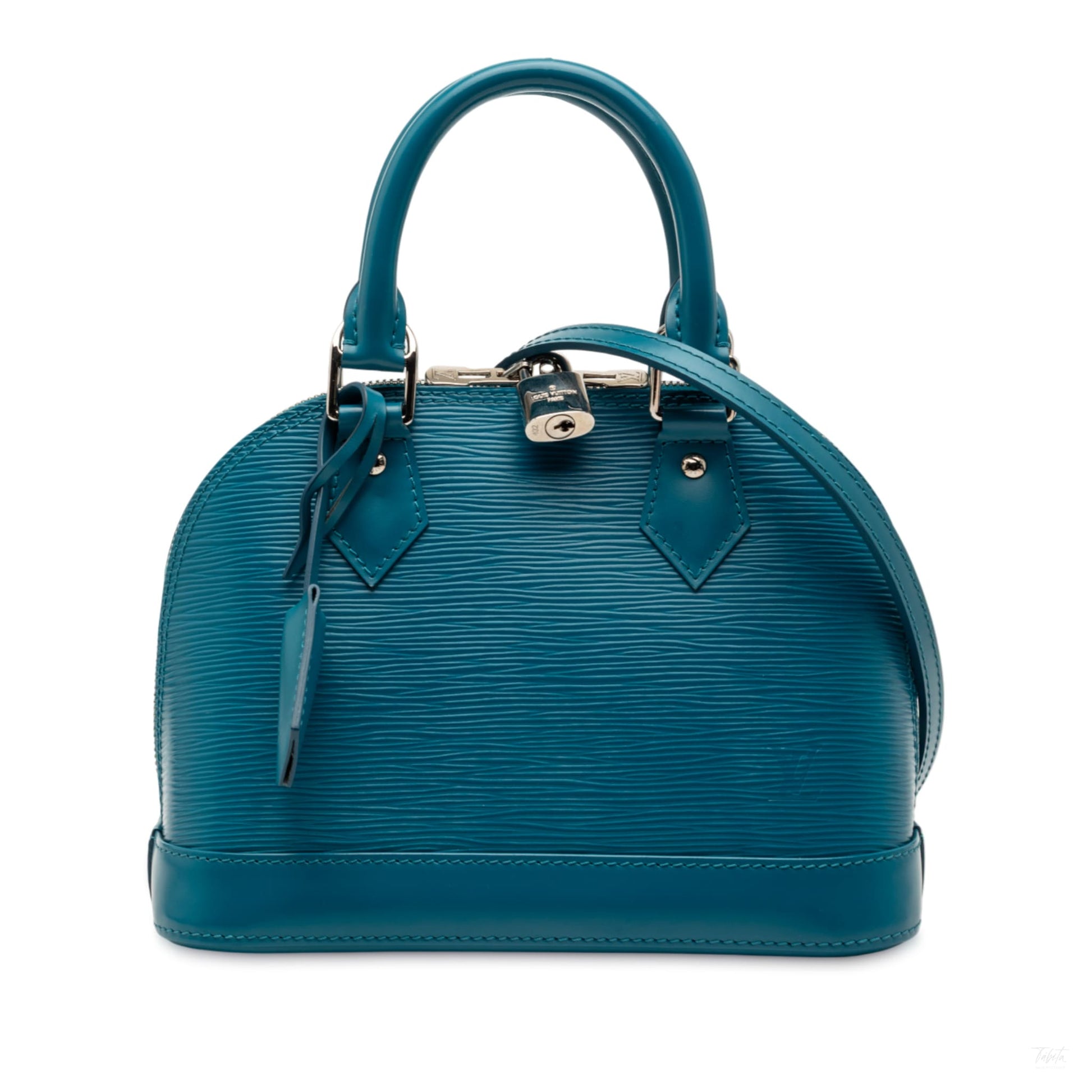 Second hand Louis Vuitton Alma BB Epi Leather Top - handle Handbag Blue - Tabita Bags