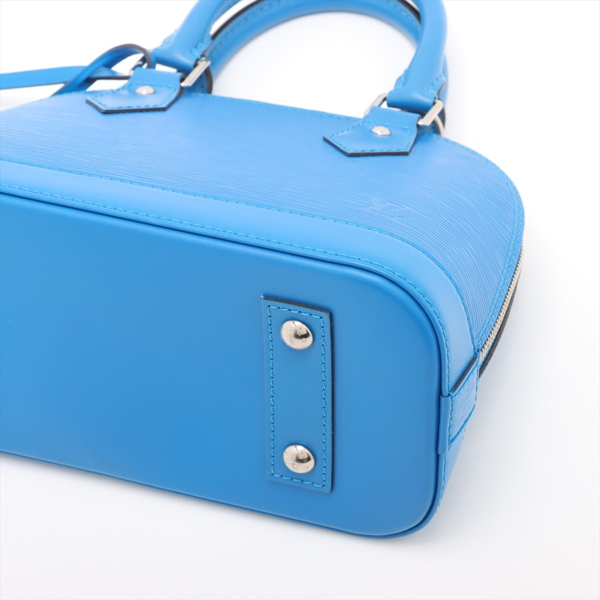 Second hand Louis Vuitton Alma BB Epi Leather Top - handle Handbag Blue - Tabita Bags