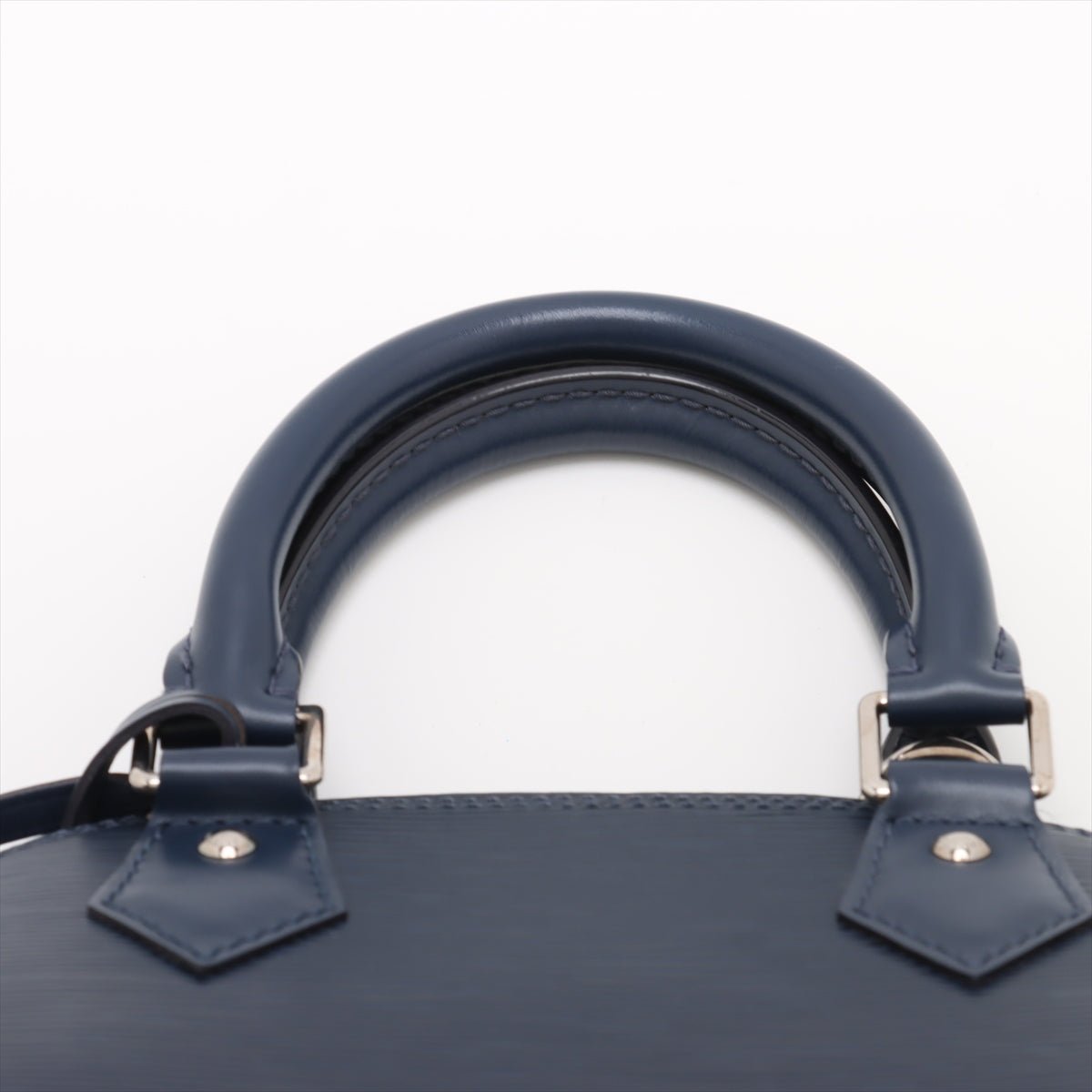Second hand Louis Vuitton Alma BB Epi Leather Top - handle Handbag Navy - Tabita Bags